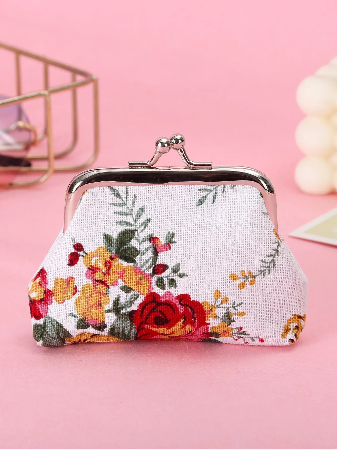 Floral Kiss Lock Coin Case