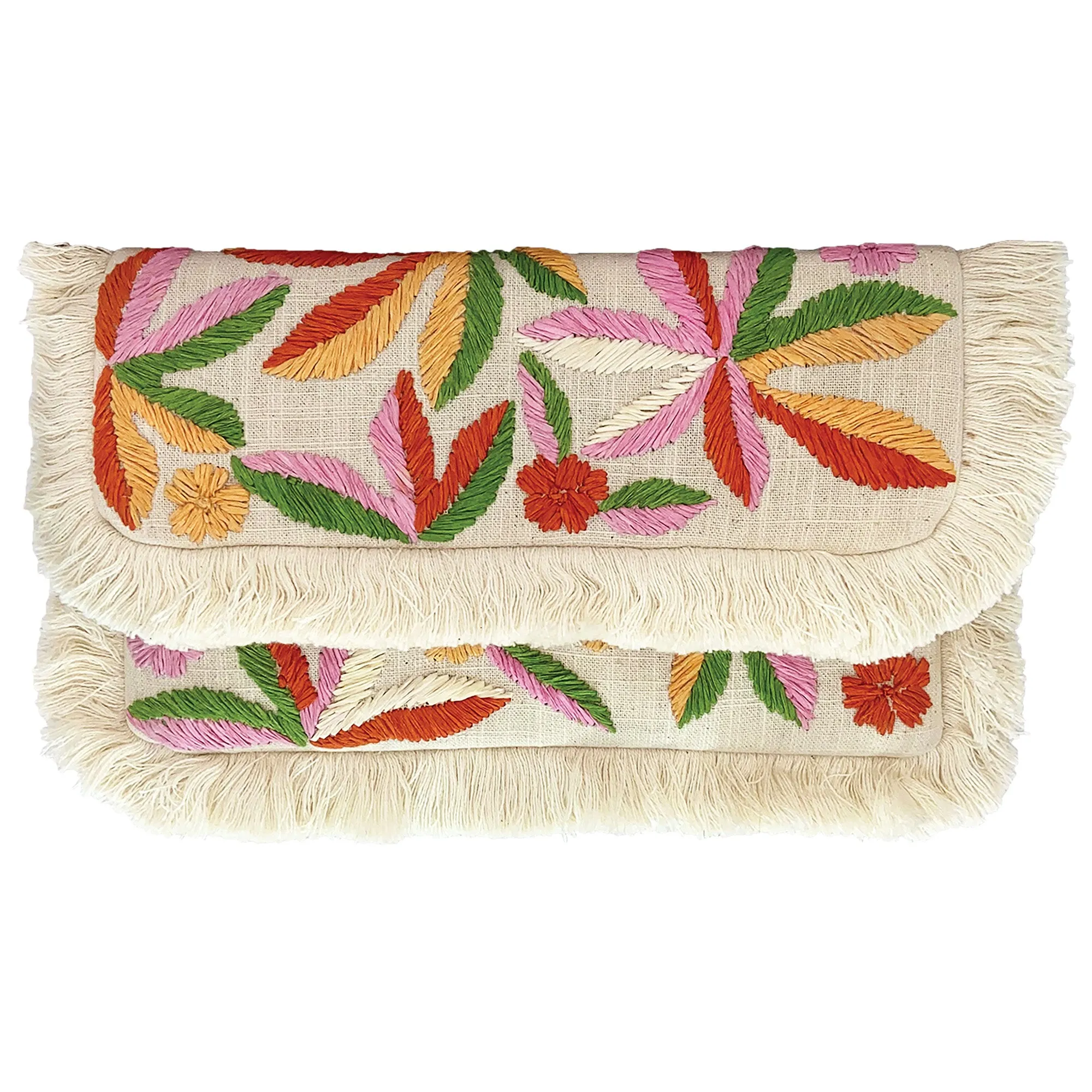 Fringed Raffia Clutch