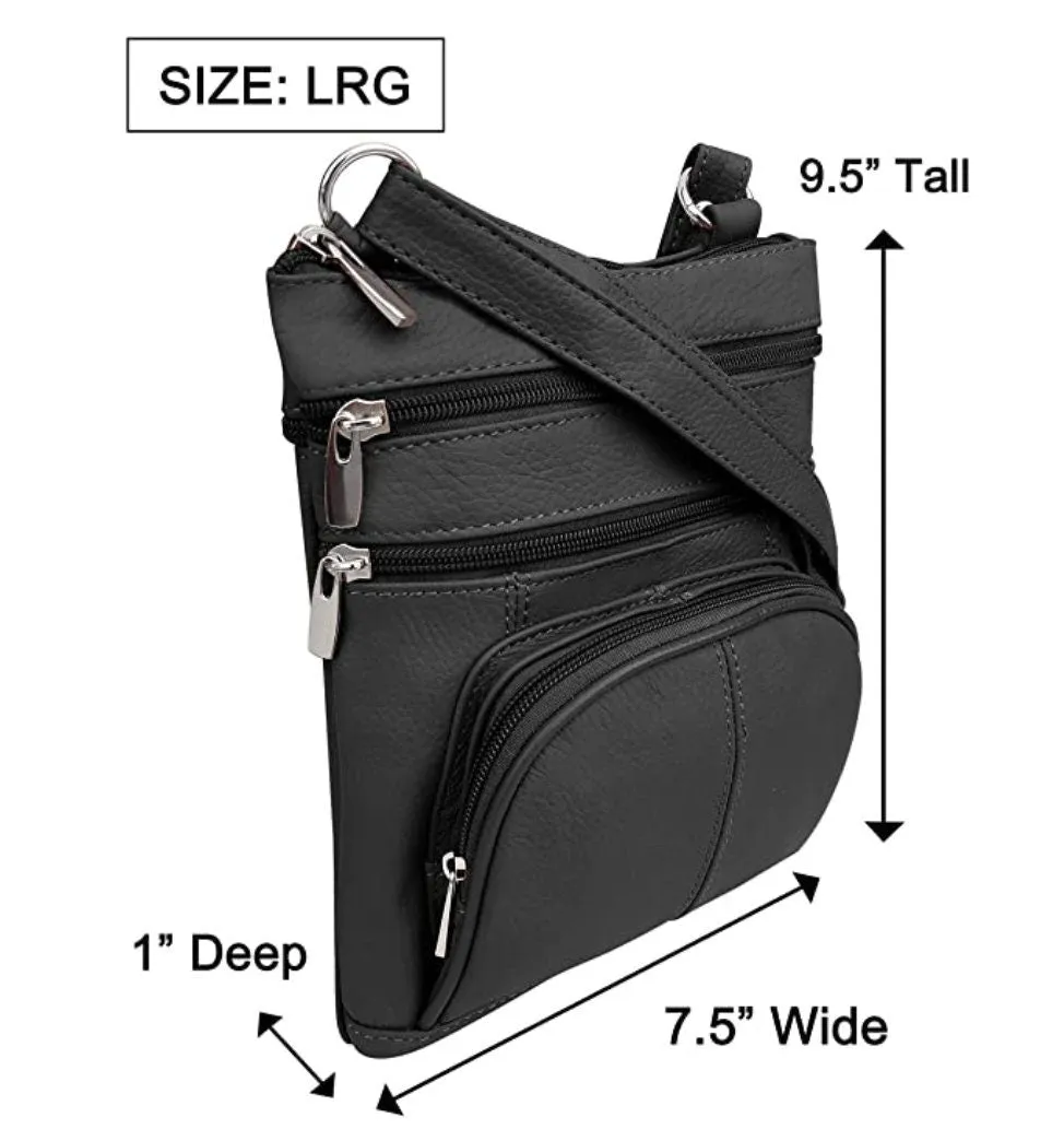 Genuine Cowhide Leather Studded Pocket Women's Crossbody Bag Handbag