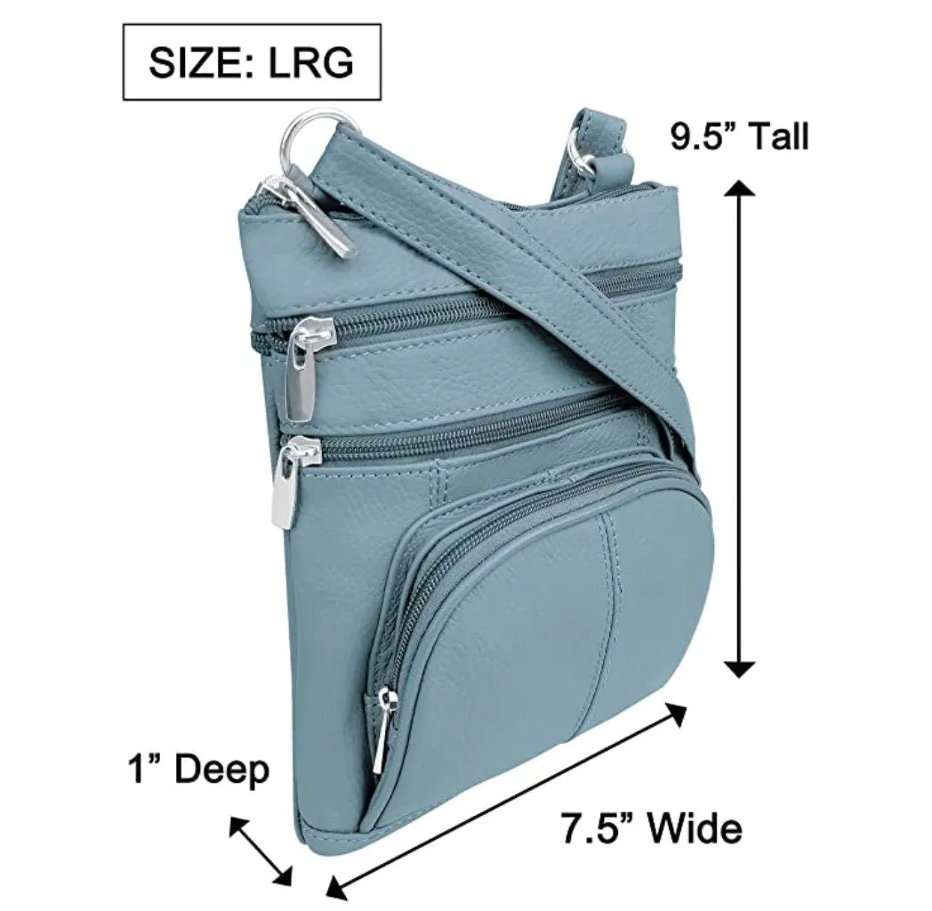 Genuine Cowhide Leather Studded Pocket Women's Crossbody Bag Handbag