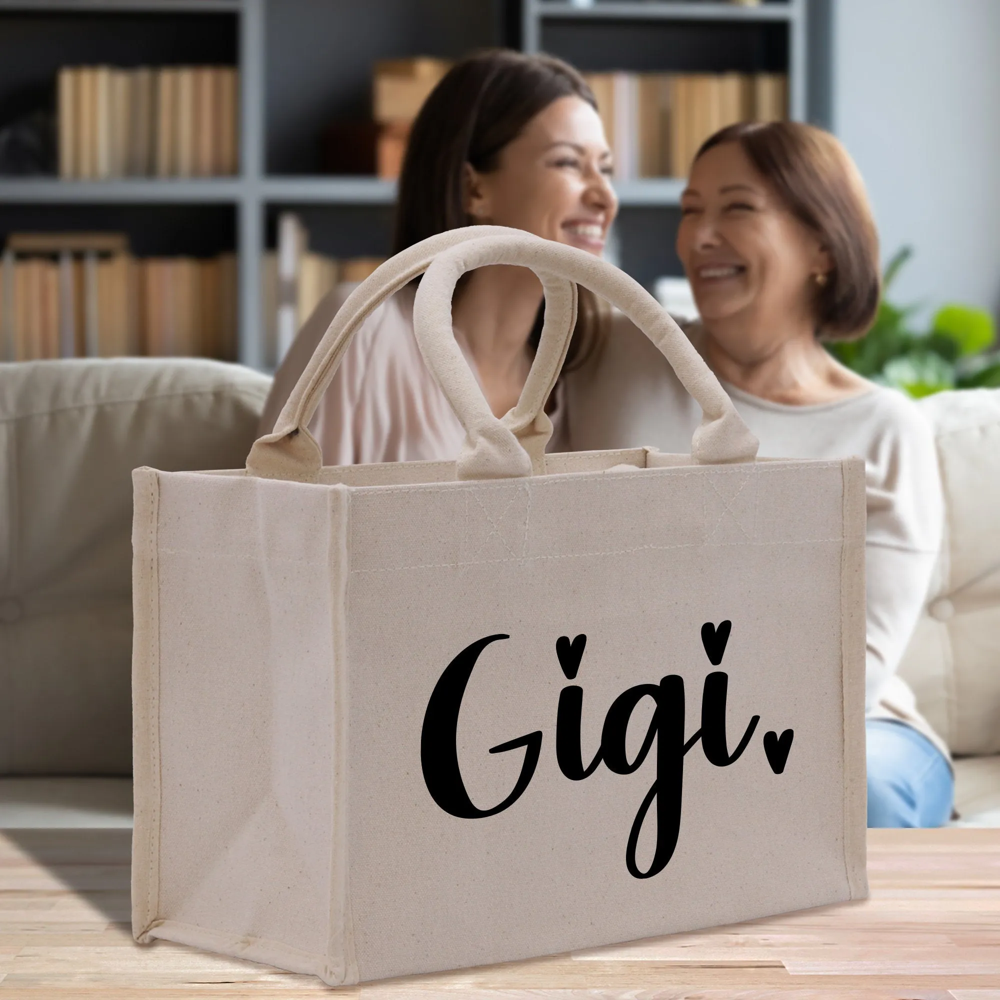 Gigi Getaway Cotton Canvas Small Tote Bag Grandma Tote Bag Gigi Bag Grandma Gift Bag Mothers Day Gift New Gigi Gift (MGTB1001)