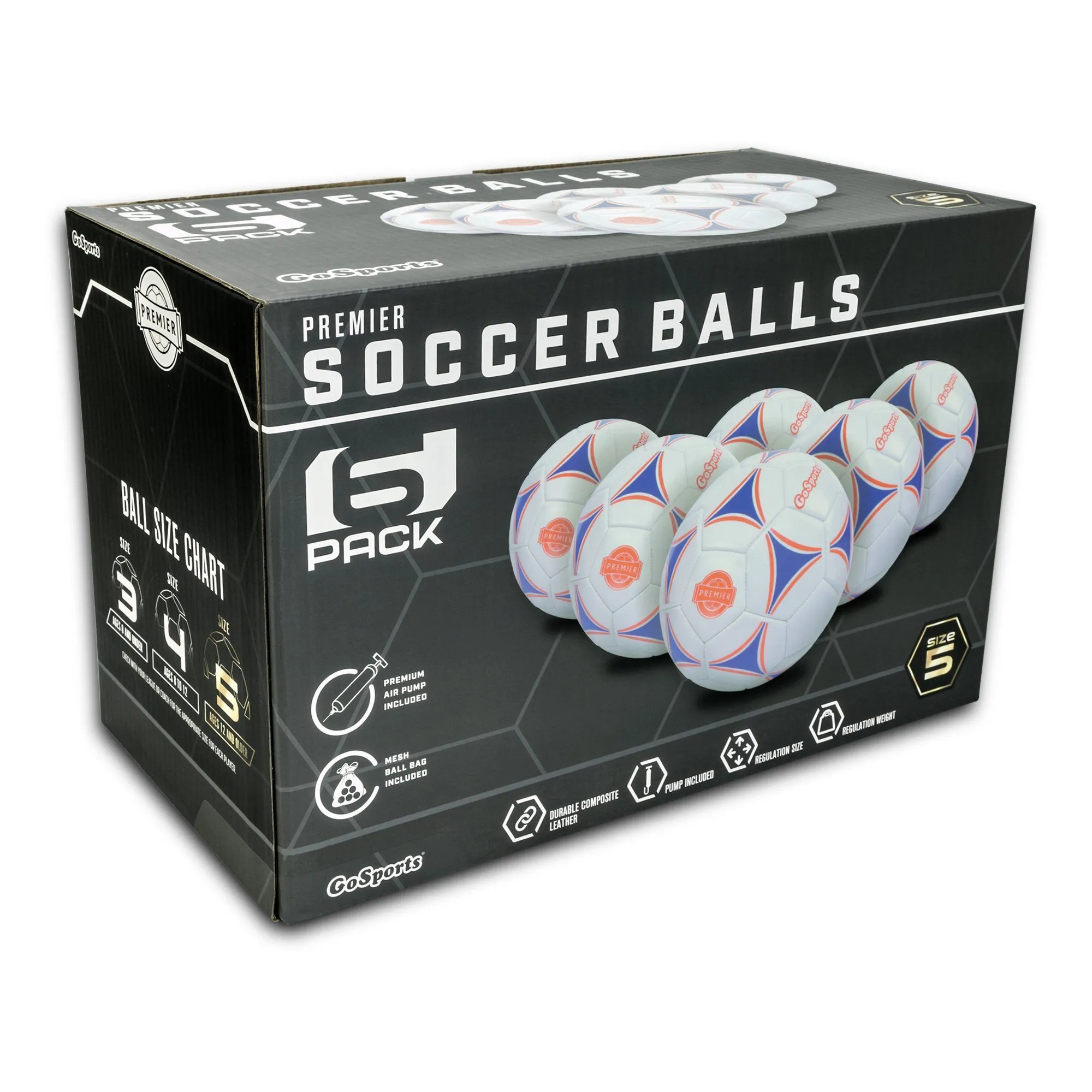 GoSports Size 3 Premier Soccer Ball - 6-Pack