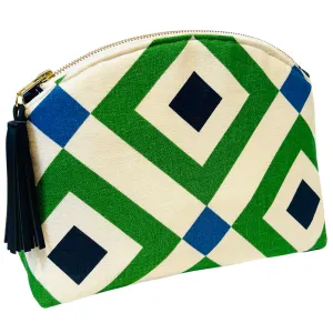 Green and Navy Geometric Performance Pouch