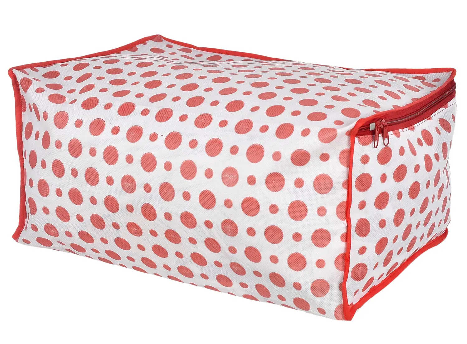Heart Home Dot Printed Foldable, Lightweight Non-Woven Saree Cover/Organizer With Tranasparent Window- Pack of 2 (Pink)-46HH0477