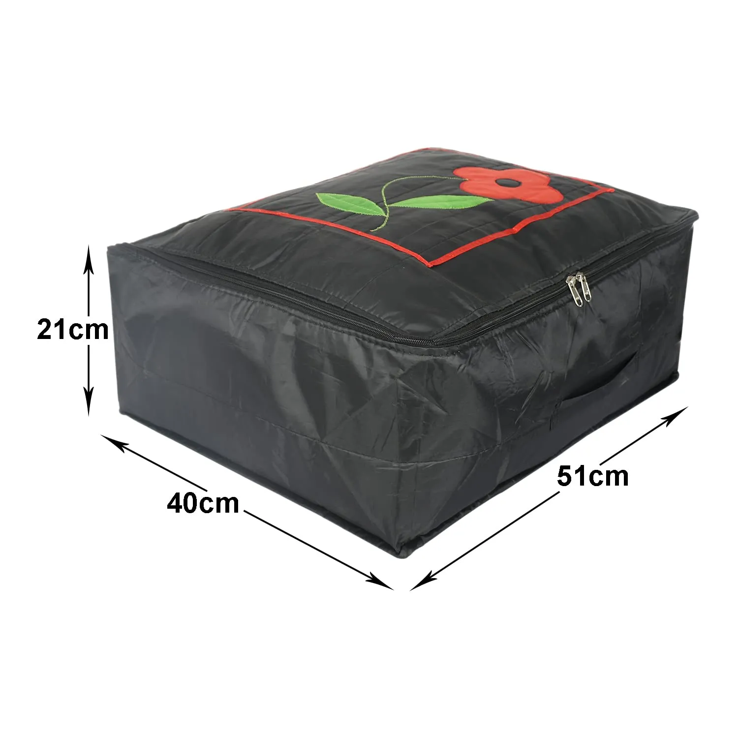 Heart Home Polyester Clothes Storage Bag for Travel|Moisture Proof & Foldable|Flower Pattern Wardrobe Organizer Large Size (Black)