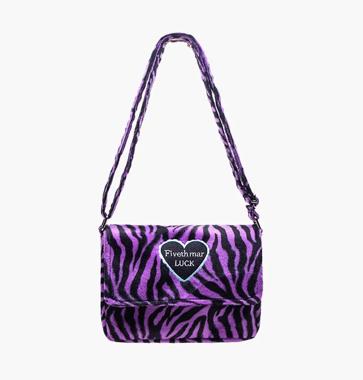 Leopard Zebra Cow Animal Print Colorful Embroidery Messenger Bag
