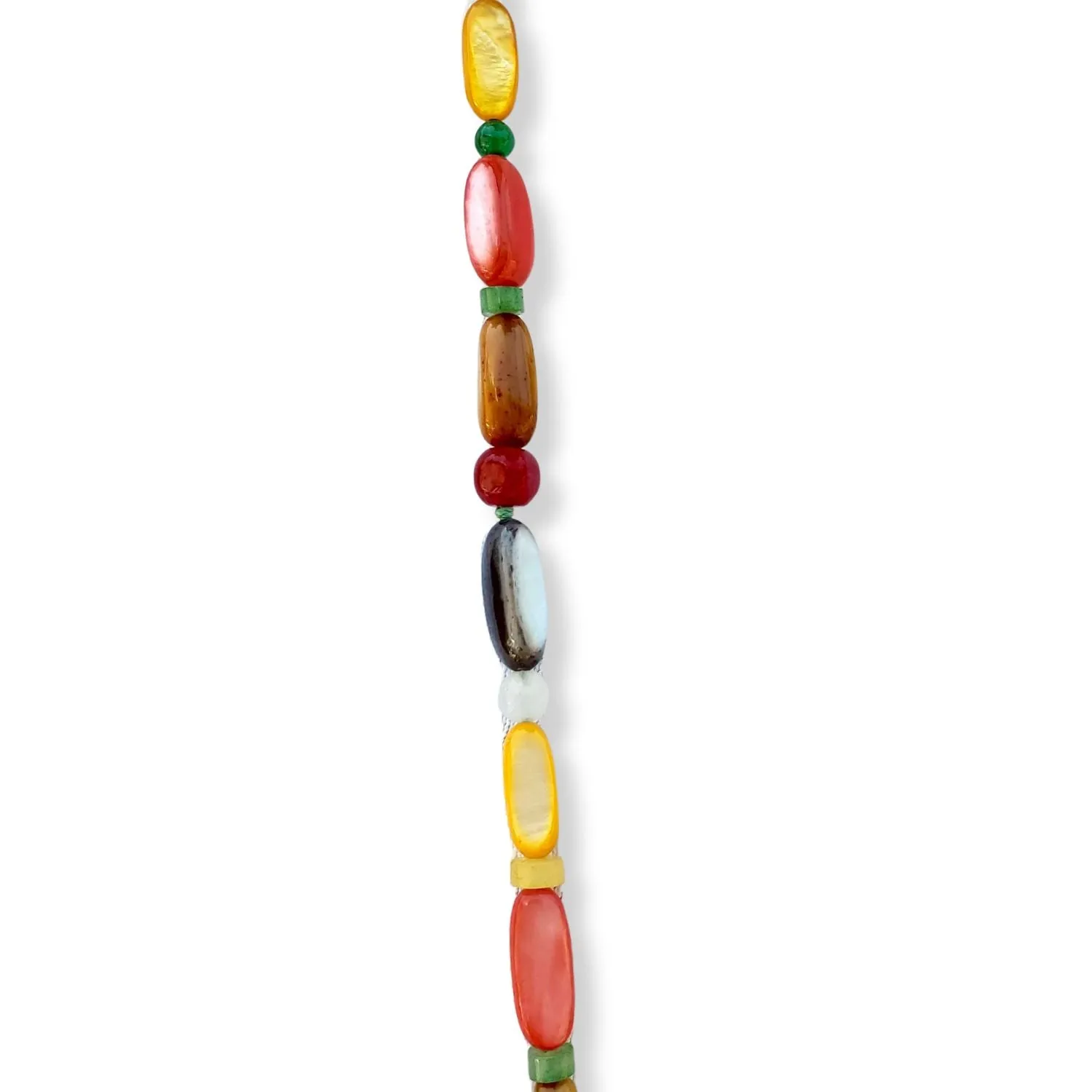 Long Mother Of Pearl Beaded Chunky Necklace