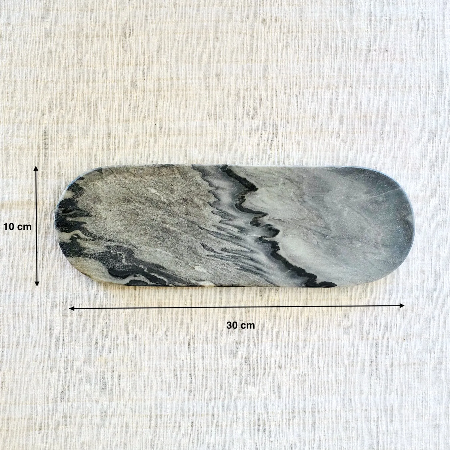 Long Striking Grey Marble Platter
