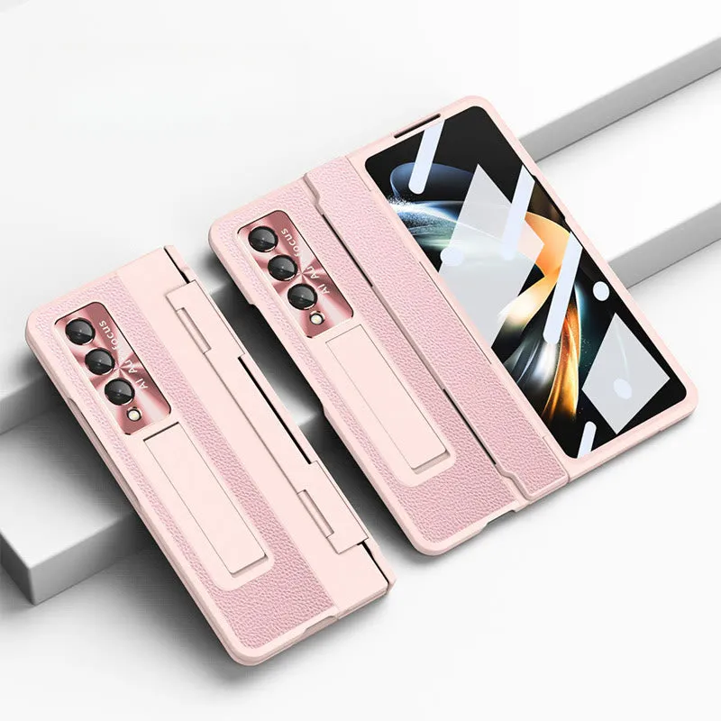 Luxury Leather Phone Case for Samsung Z Fold 3/4/5/6 Full Body Hinge Protection