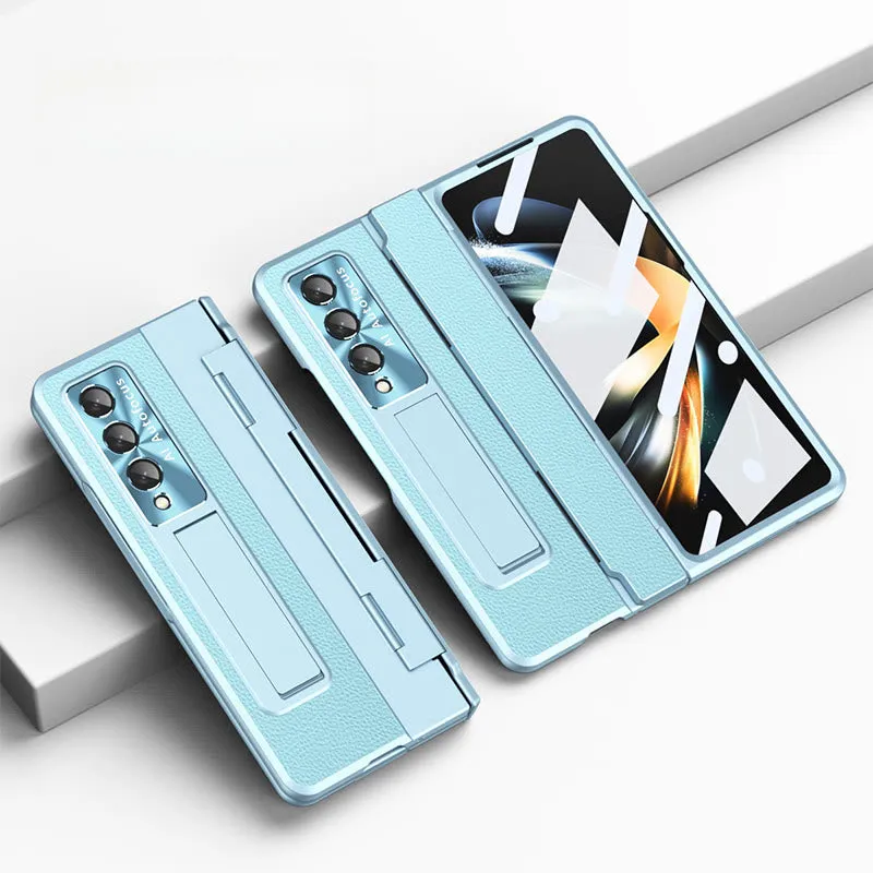 Luxury Leather Phone Case for Samsung Z Fold 3/4/5/6 Full Body Hinge Protection