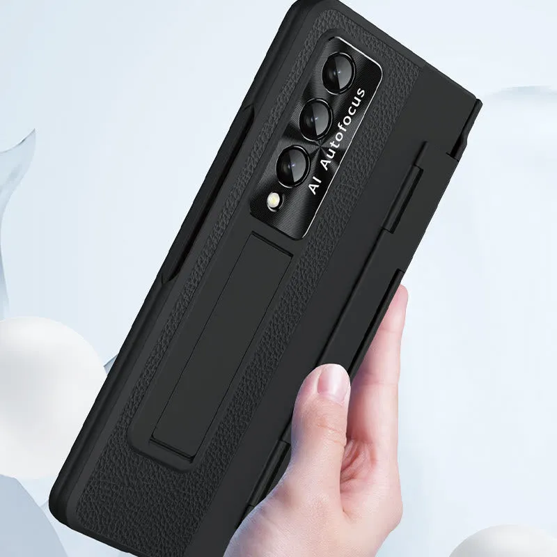 Luxury Leather Phone Case for Samsung Z Fold 3/4/5/6 Full Body Hinge Protection