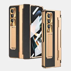 Luxury Leather Phone Case for Samsung Z Fold 3/4/5/6 Full Body Hinge Protection