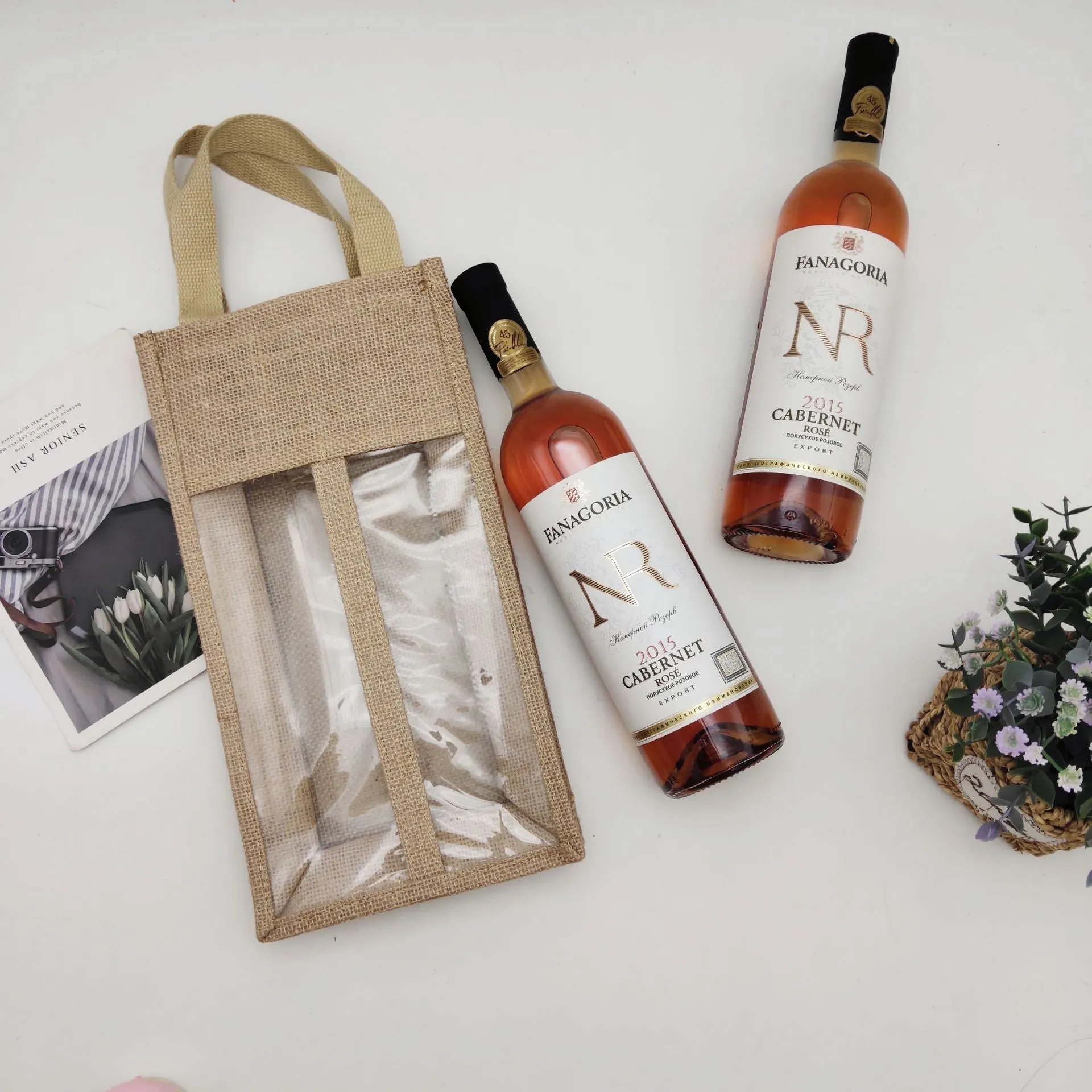 Nordic Jute Wine Bottle Carry Gift Bag | 2 Size Options