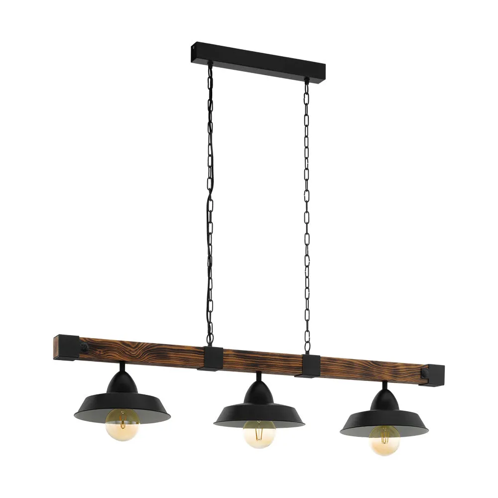 Oldbury Vintage Wood 3 Light Pendant