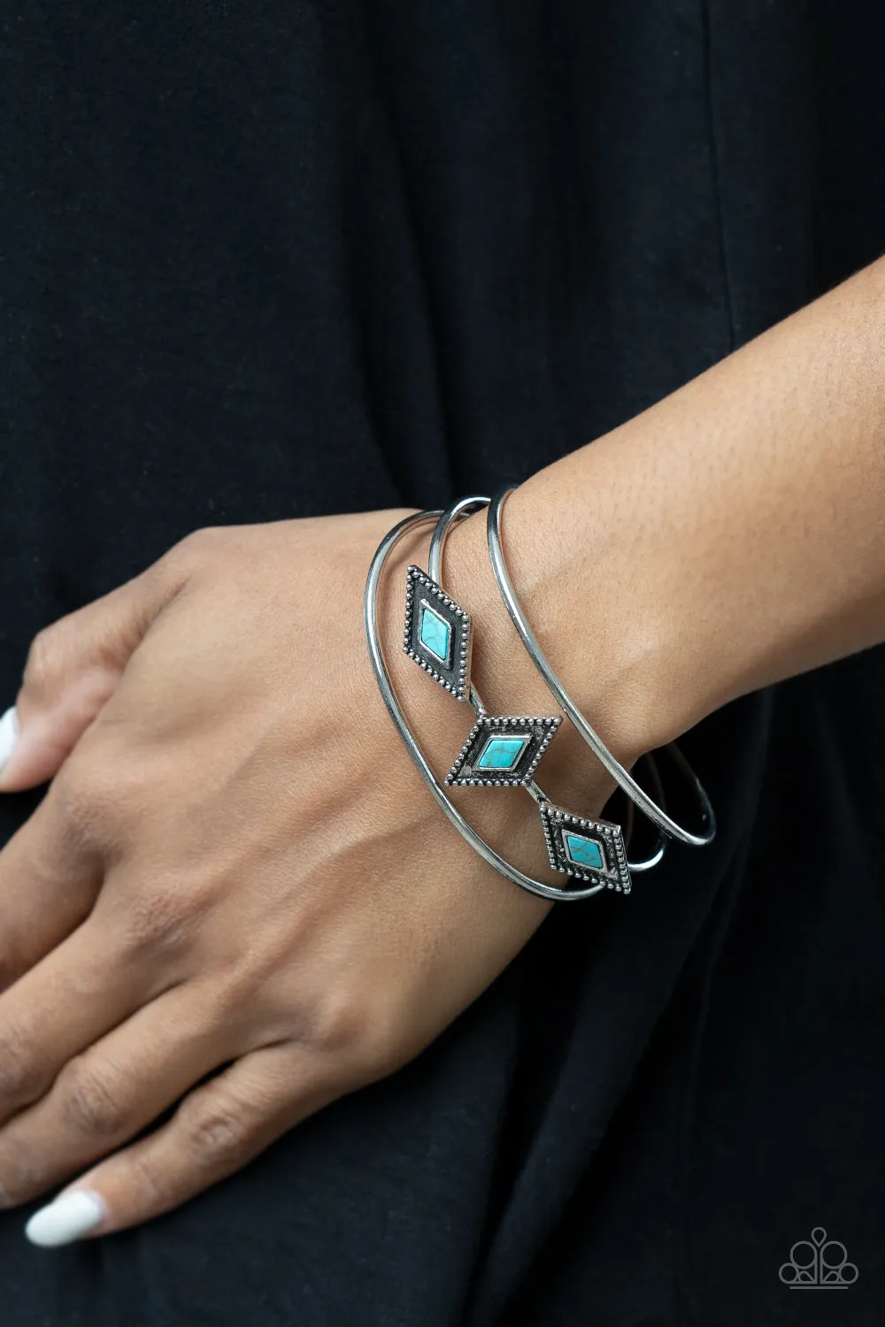 Open Door Jewelry - Desert Diamondback - Blue Bracelet - Paparazzi Accessories