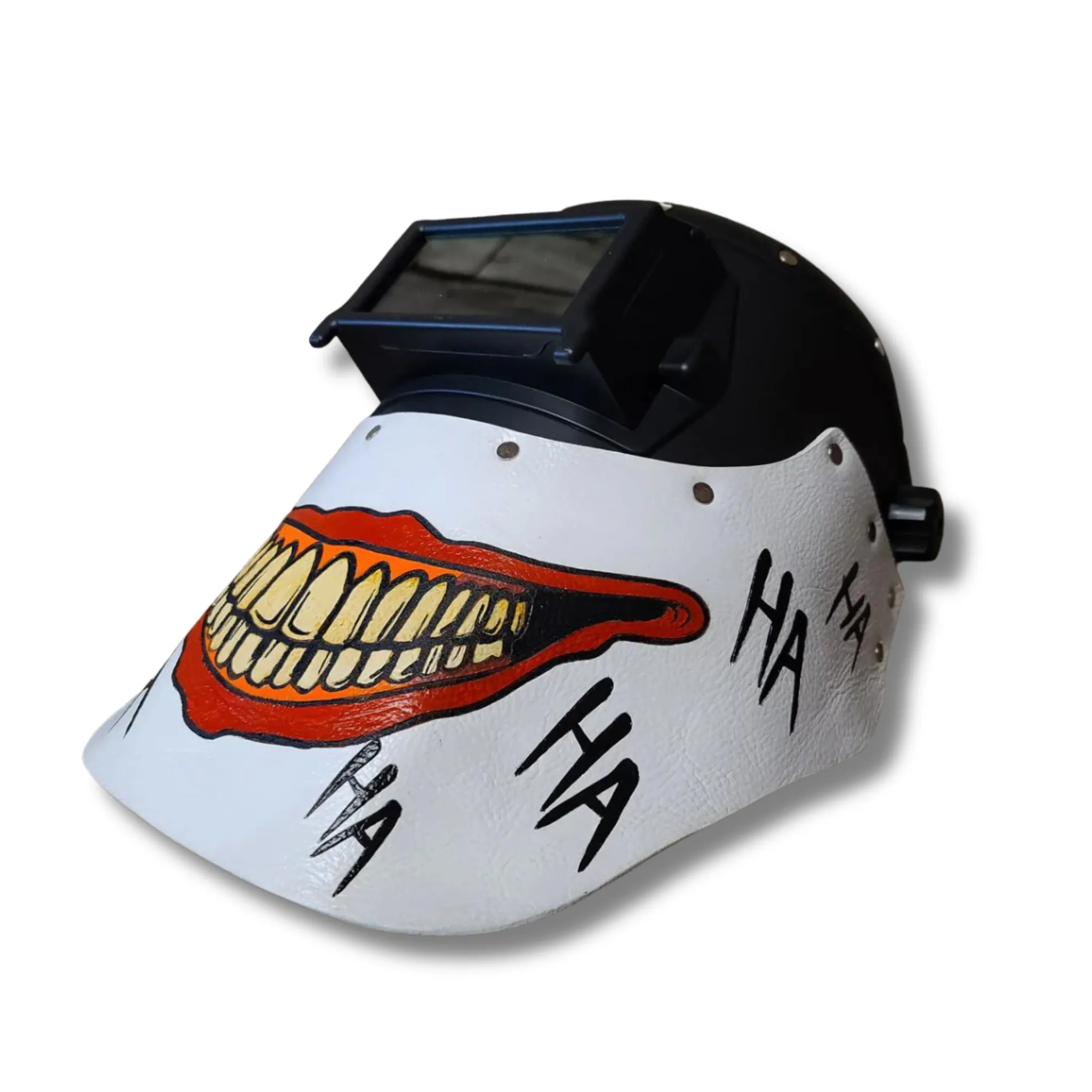 Outlaw Leather - Welding Hood - Joker Smile White