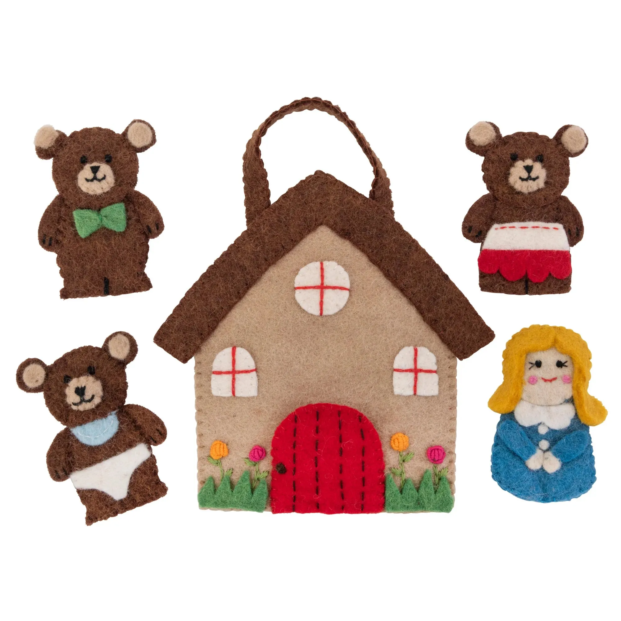 Pashom Felt Goldilocks Playset With Finger Puppets 5pc Pretend & Imaginative Play Toys