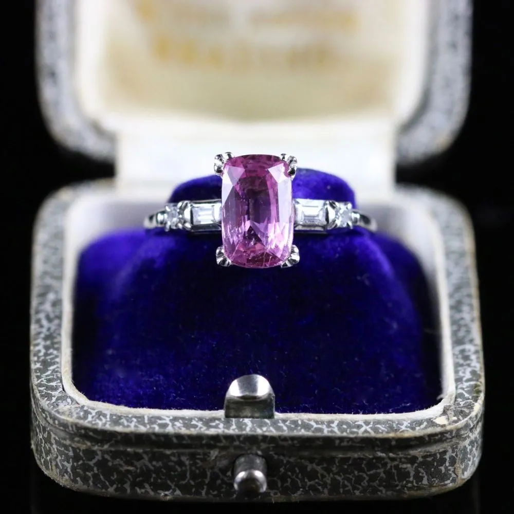 Pink Sapphire Diamond Ring 14Ct 3Ct Pink Sapphire
