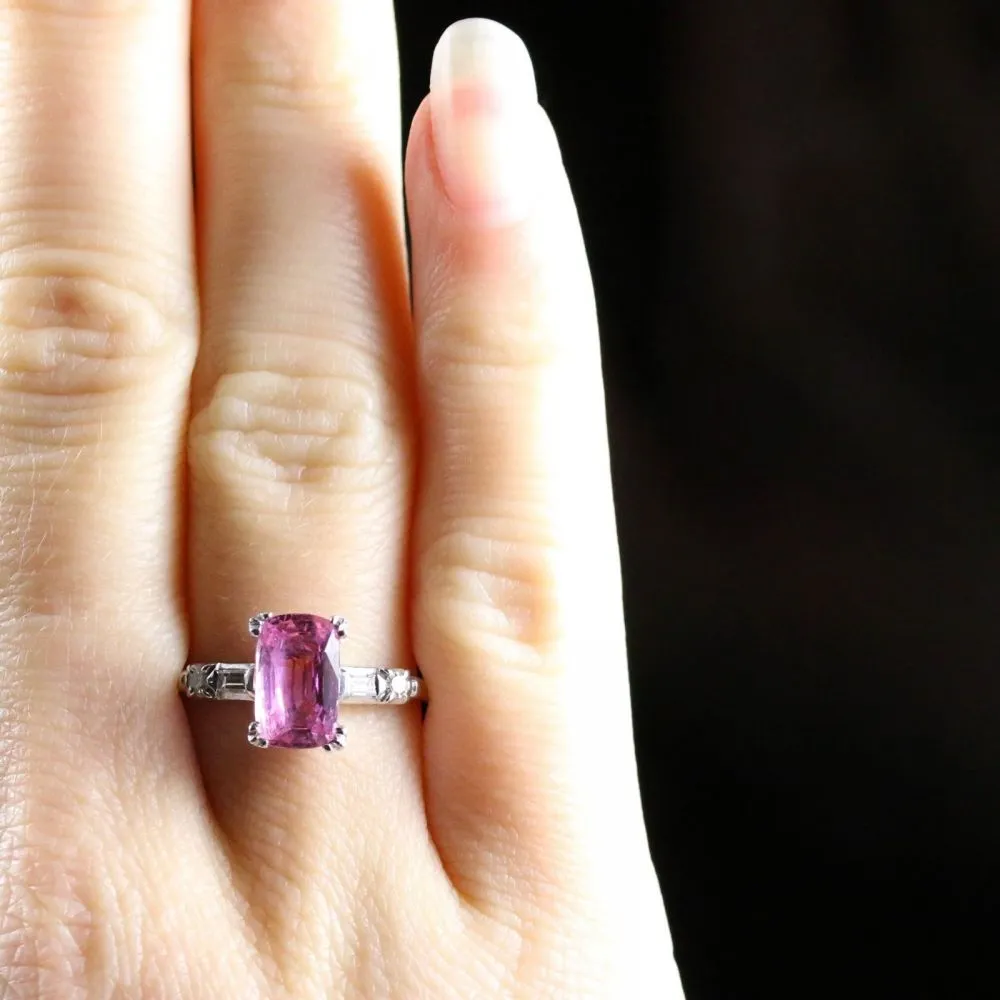 Pink Sapphire Diamond Ring 14Ct 3Ct Pink Sapphire