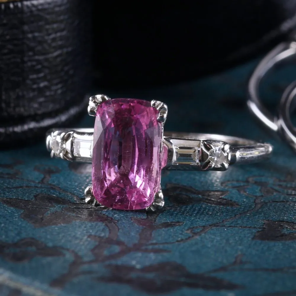 Pink Sapphire Diamond Ring 14Ct 3Ct Pink Sapphire
