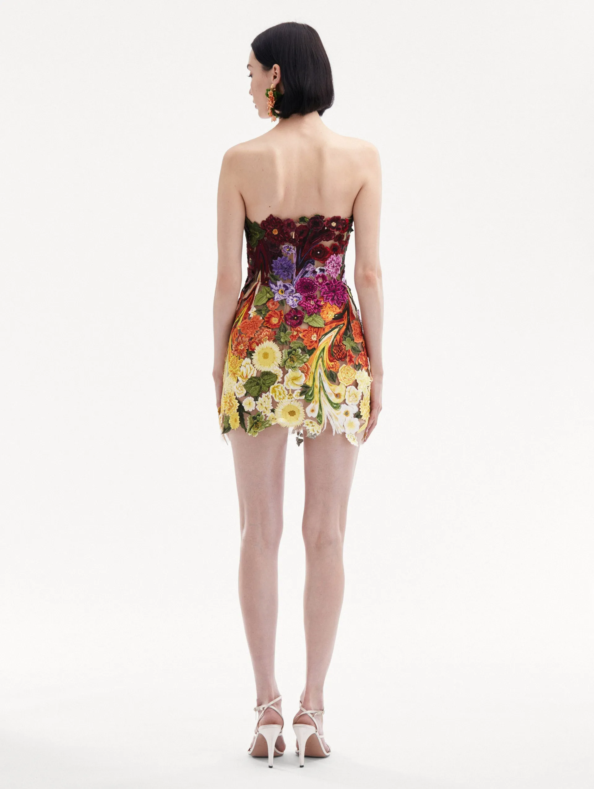Rainbow Flower Threadwork Cocktail Dress