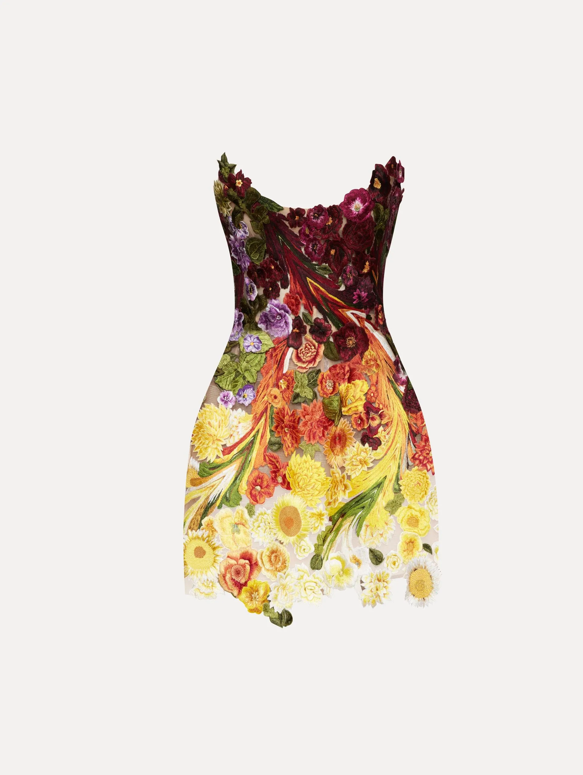 Rainbow Flower Threadwork Cocktail Dress