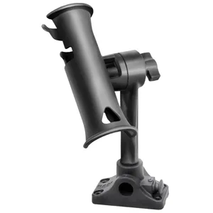 RAM Mount RAM Tube Jr. Fishing Rod Holder, Standard 6in Length Post Spline & Combo Bulkhead/Flat Surface Base with Plunger
