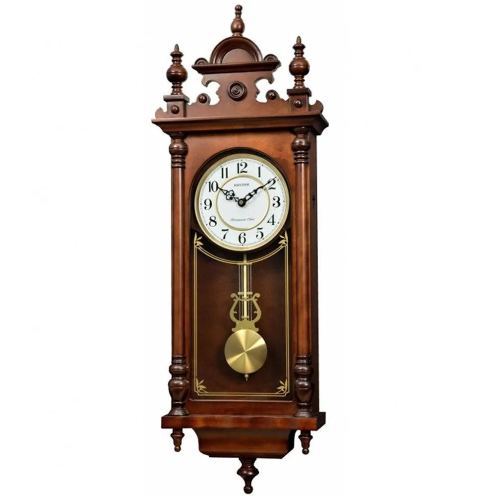 Rhythm CMJ583NR06 Wooden Pendulum Decor Wall Clock