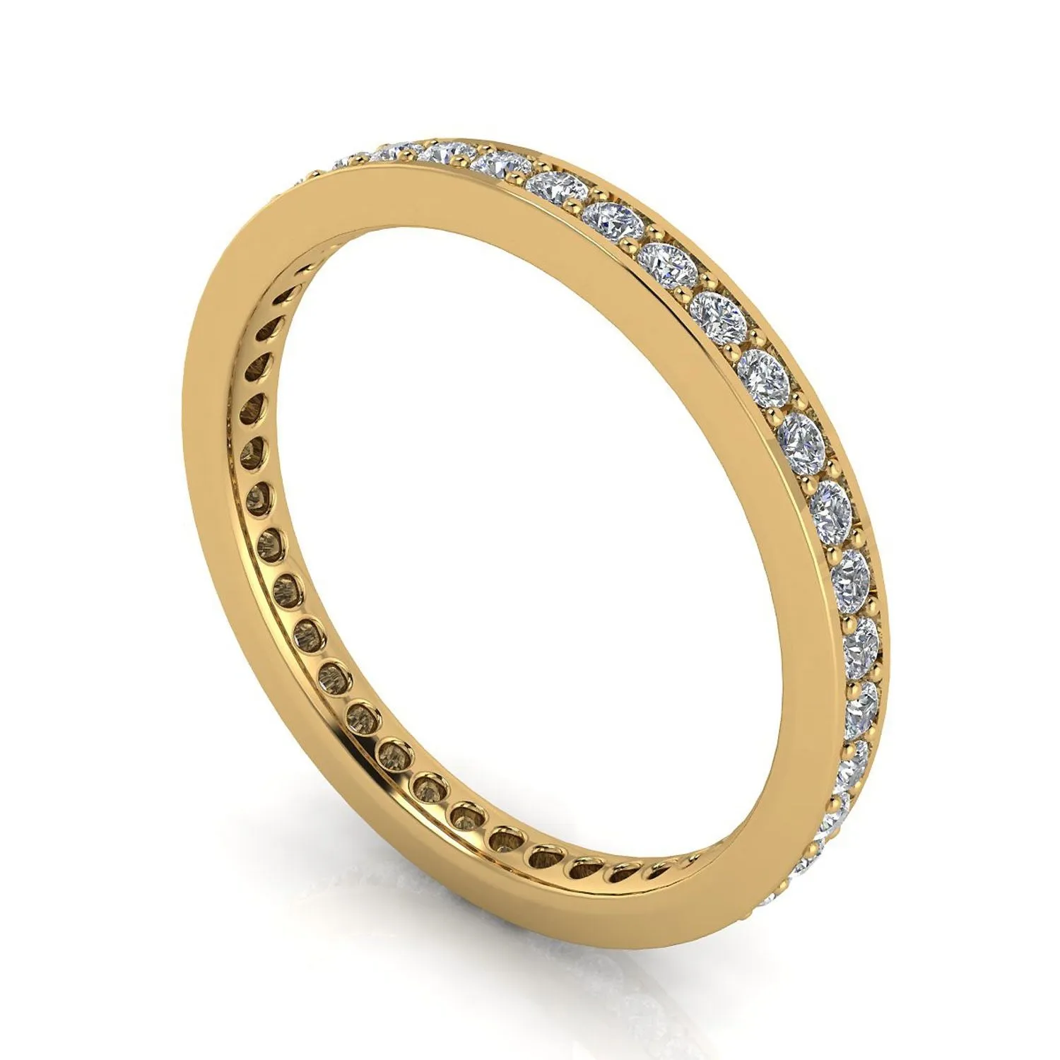 Round Brilliant Cut Diamond Channel Pave Set Eternity Ring In 14k Yellow Gold  (0.5ct. Tw.) Ring Size 8
