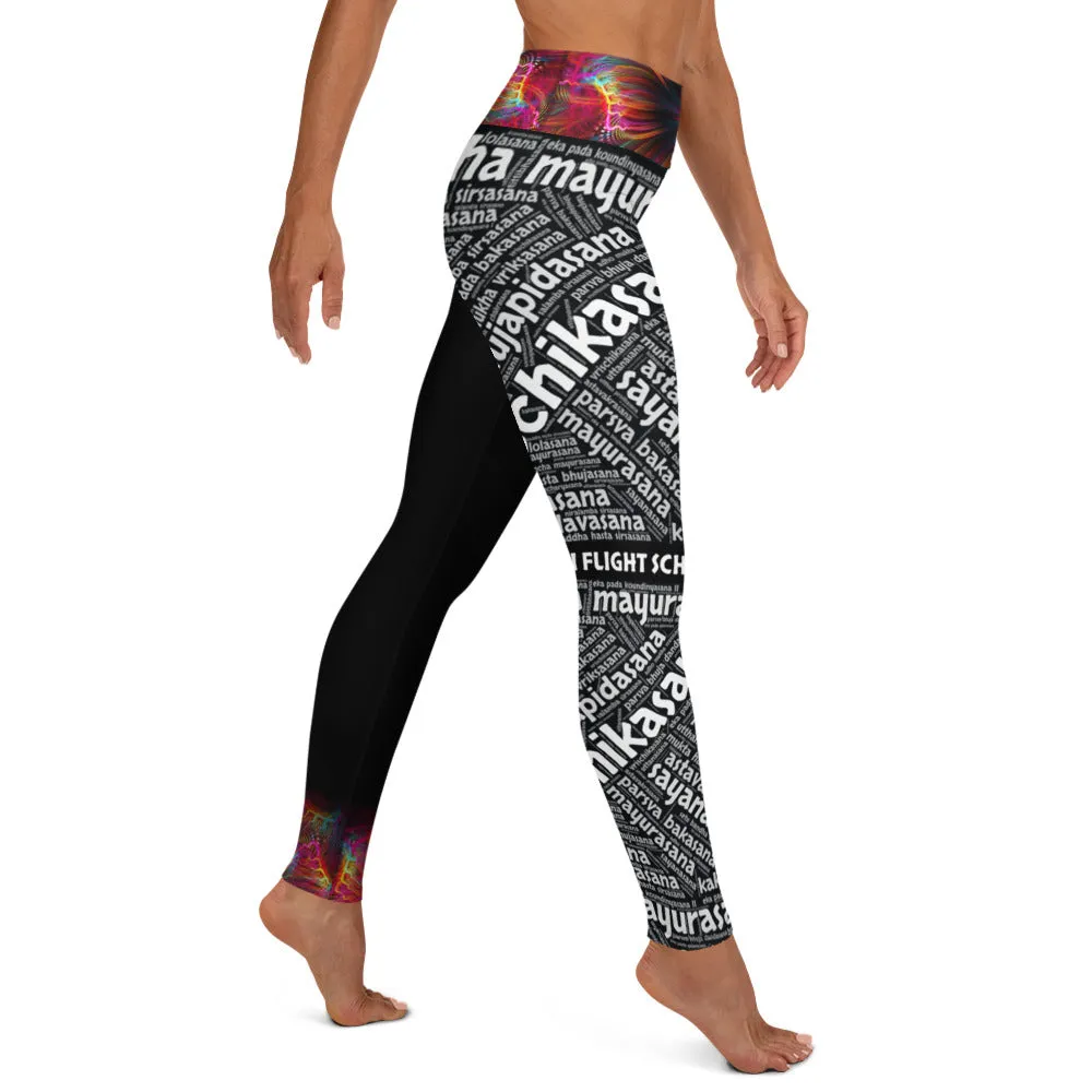 Sanskrit Leggings (Black)- Multi-Colored Waistband