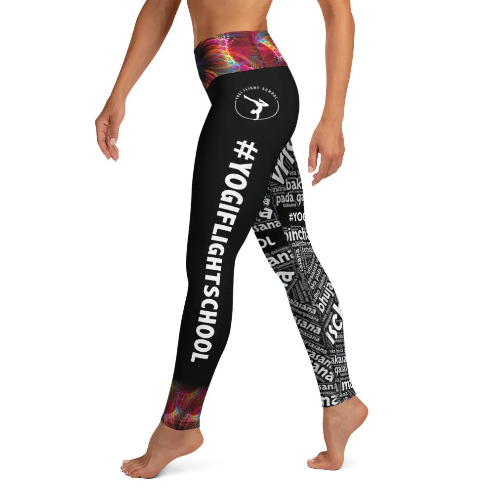 Sanskrit Leggings (Black)- Multi-Colored Waistband
