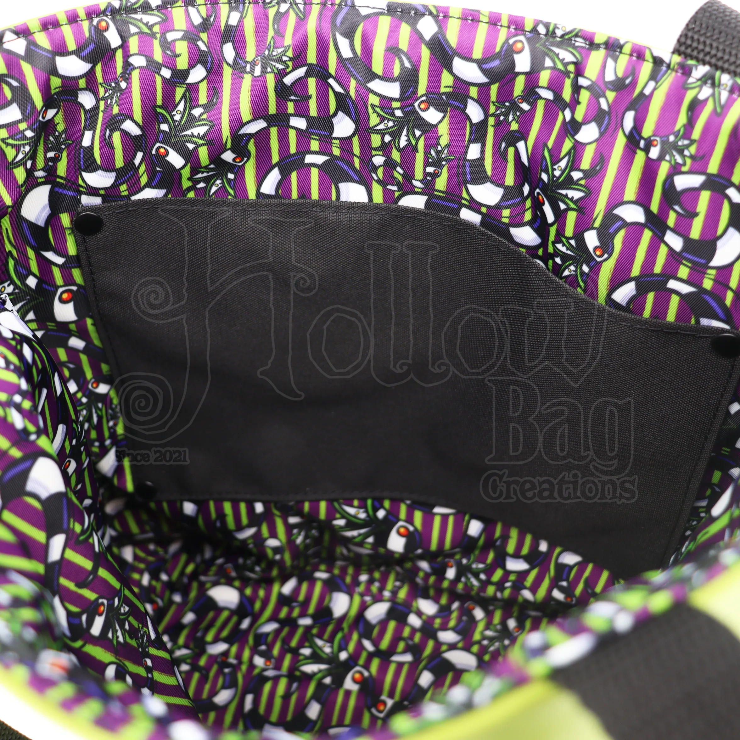 SM Tote - BJ Danger Noodles Green & Striped