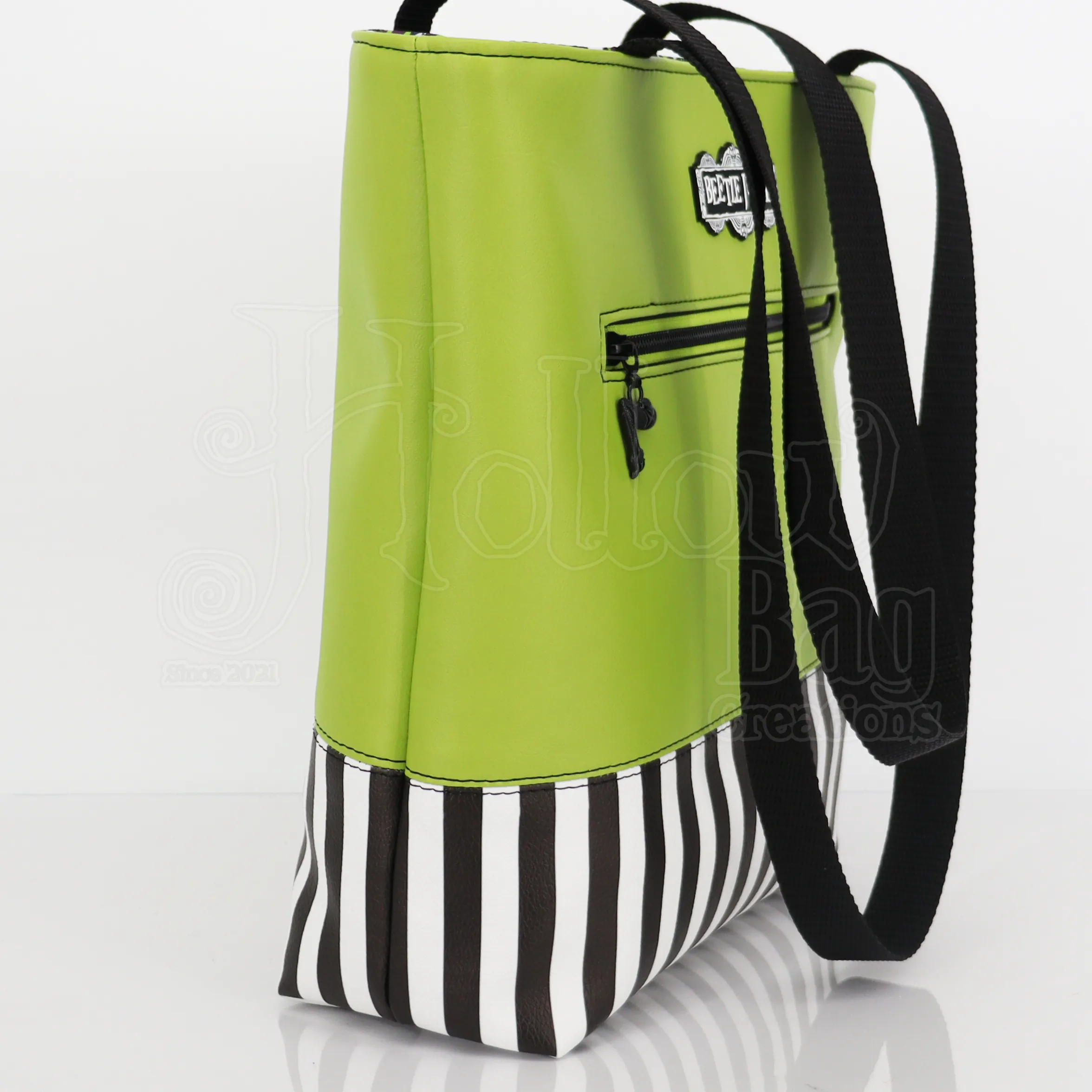 SM Tote - BJ Danger Noodles Green & Striped