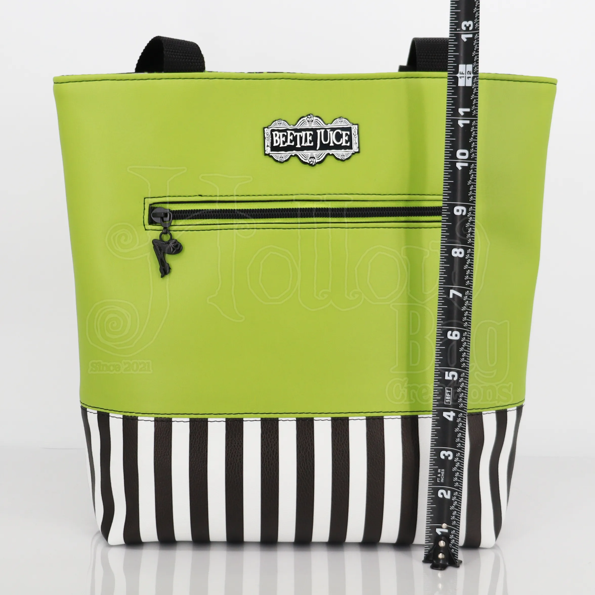 SM Tote - BJ Danger Noodles Green & Striped