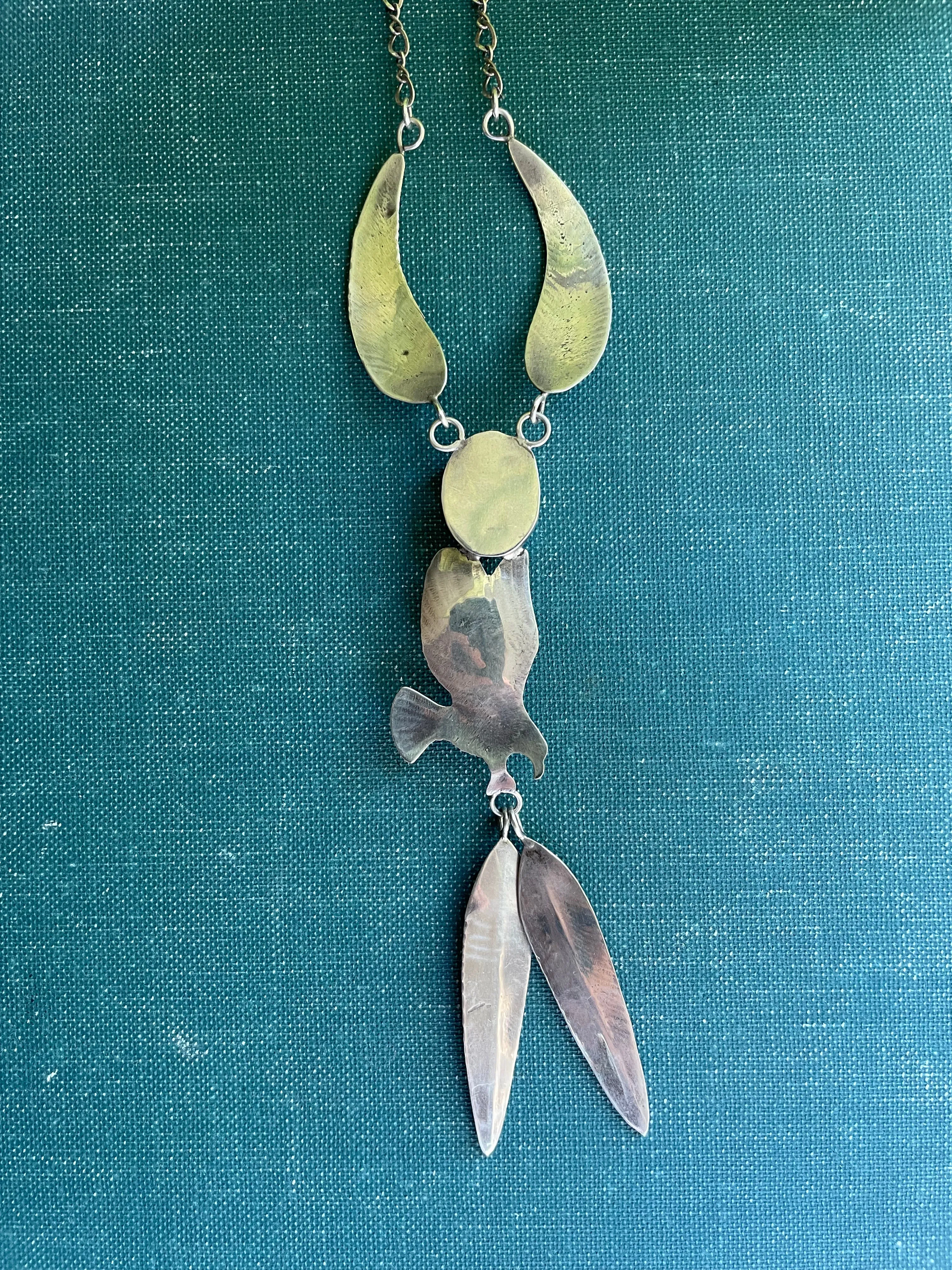 Soaring Eagle Vintage Native American Navajo Turquoise and Sterling Silver Necklace