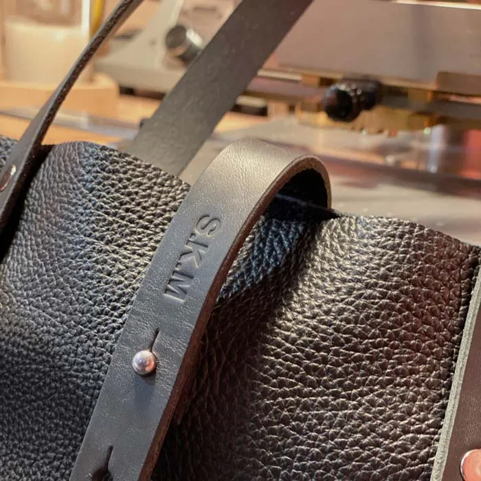 Soft Italian Leather Tote with Zip - Black