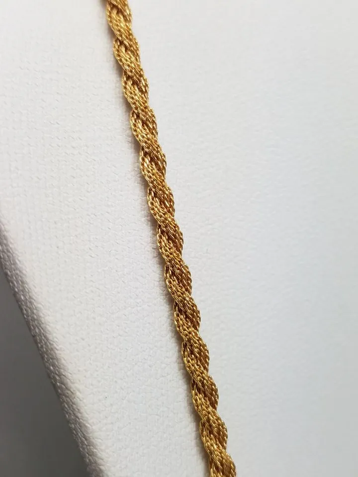 Striking 14k Yellow Gold Braided 24" Necklace