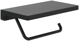 Villeroy & Boch Elements Striking Toilet Roll Holder with Shelf Matt Black