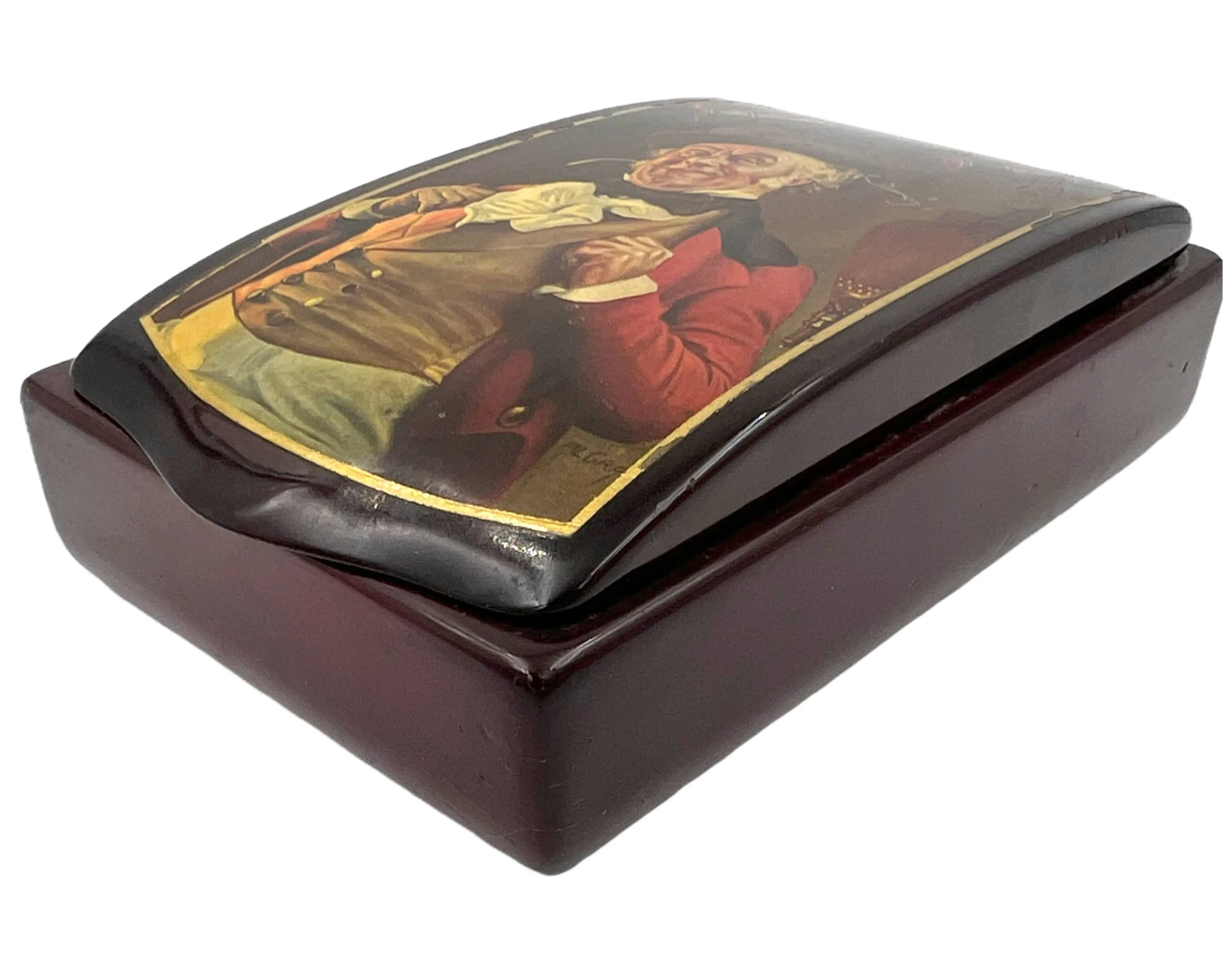 Vintage Cigarette Box Printed Lacquer Wood Made in Italy