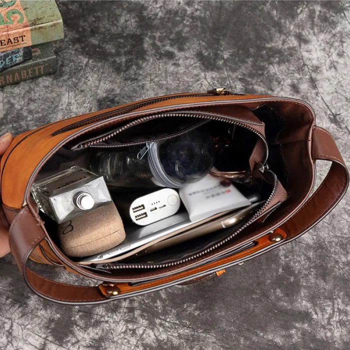Vintage Ladies Leather Over The Shoulder Bag Side Bags For Women