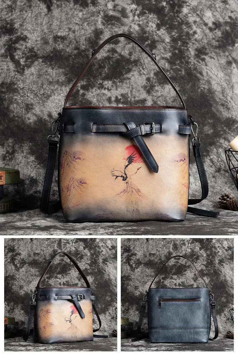 Vintage Ladies Leather Over The Shoulder Bag Side Bags For Women