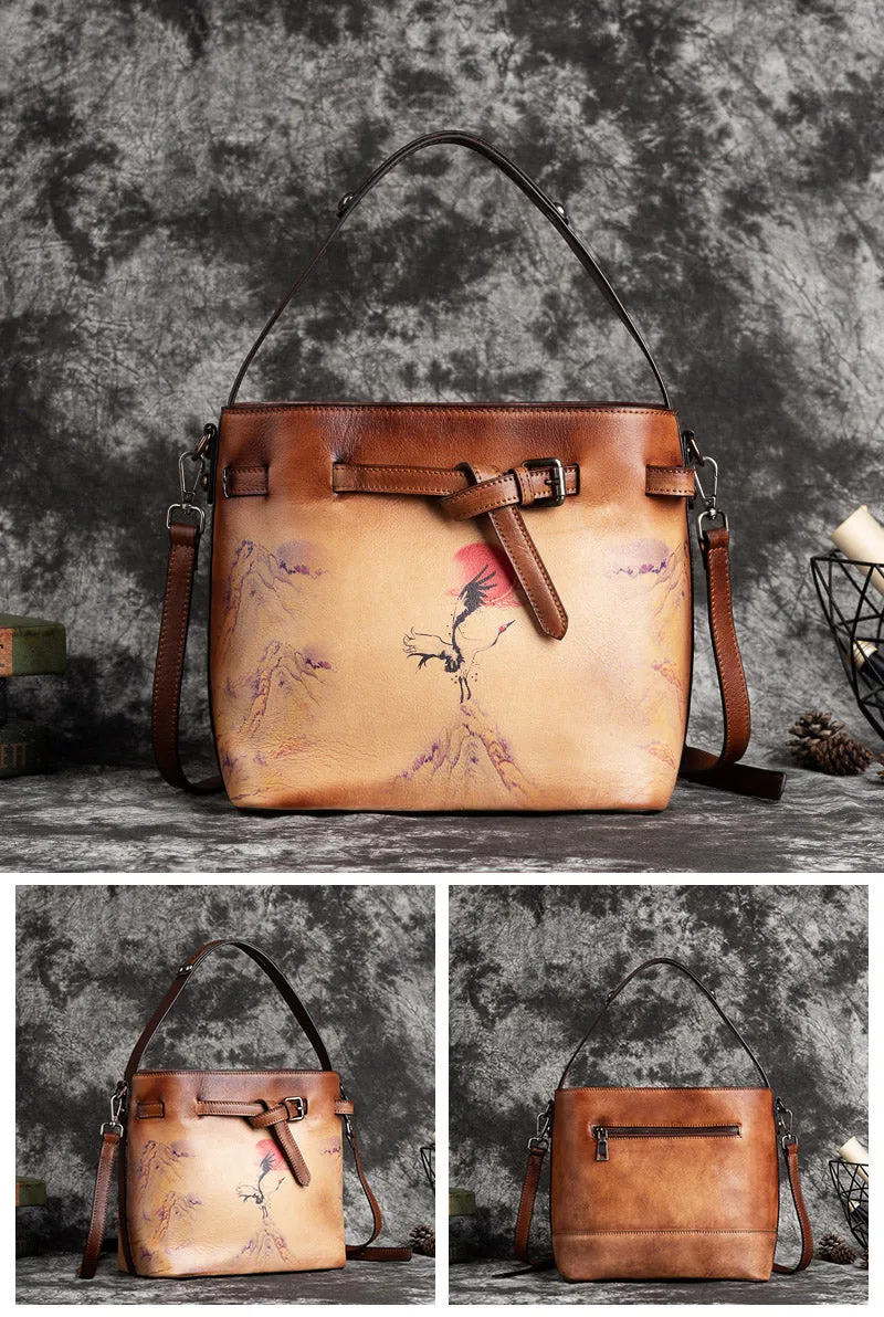 Vintage Ladies Leather Over The Shoulder Bag Side Bags For Women