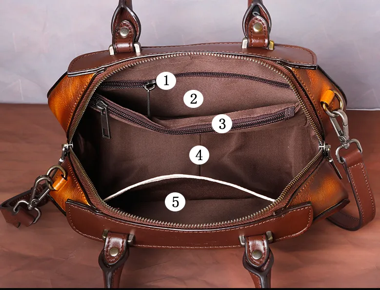 Vintage Vegetable Tanned Leather Tote Handbags B249