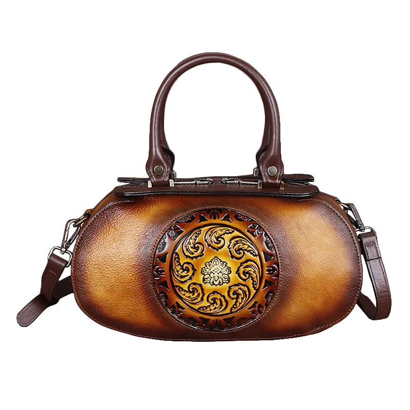 Vintage Vegetable Tanned Leather Tote Handbags B249