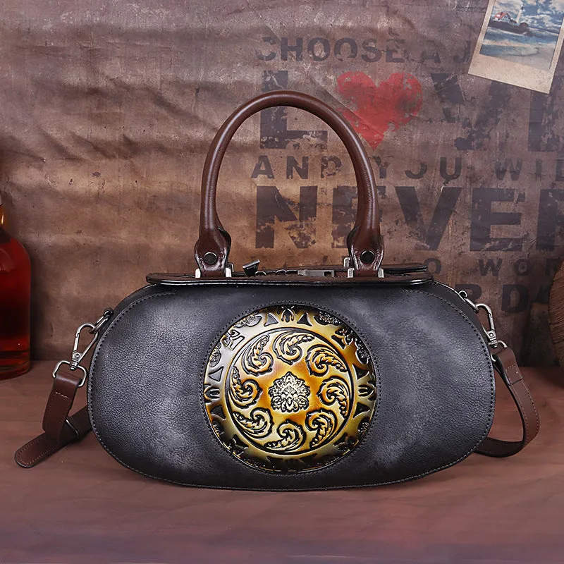 Vintage Vegetable Tanned Leather Tote Handbags B249