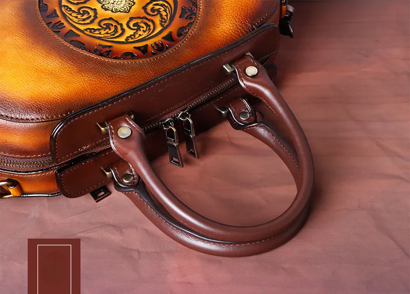 Vintage Vegetable Tanned Leather Tote Handbags B249
