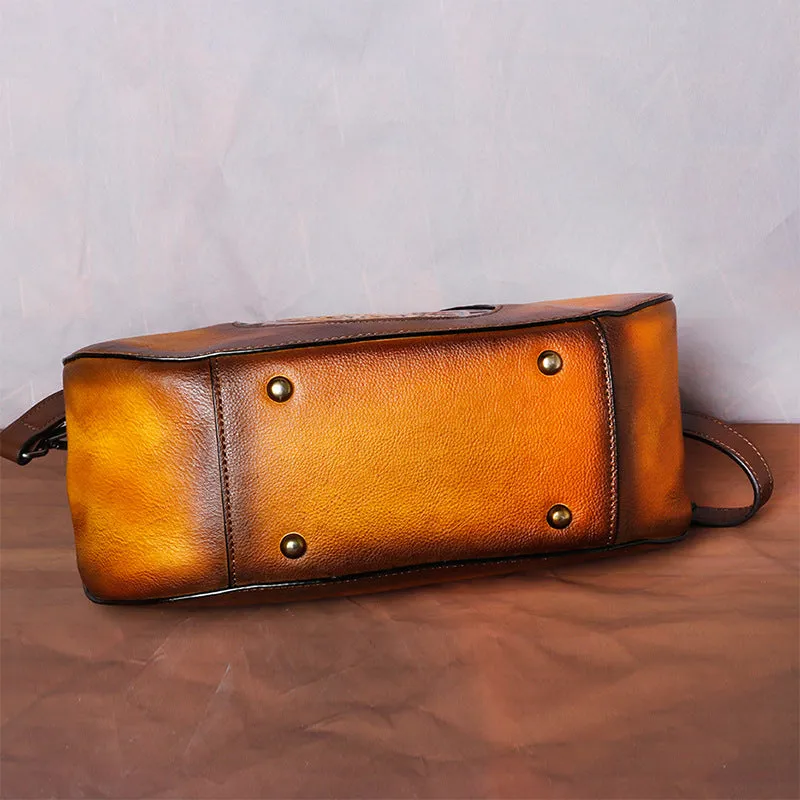 Vintage Vegetable Tanned Leather Tote Handbags B249