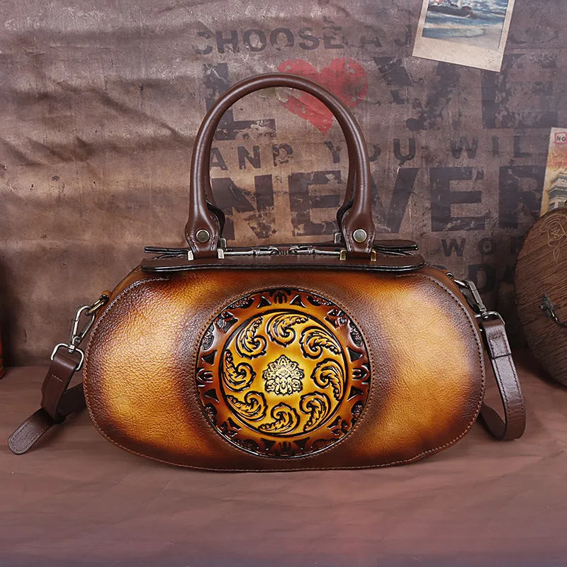 Vintage Vegetable Tanned Leather Tote Handbags B249