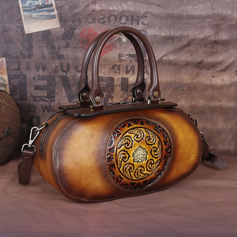 Vintage Vegetable Tanned Leather Tote Handbags B249
