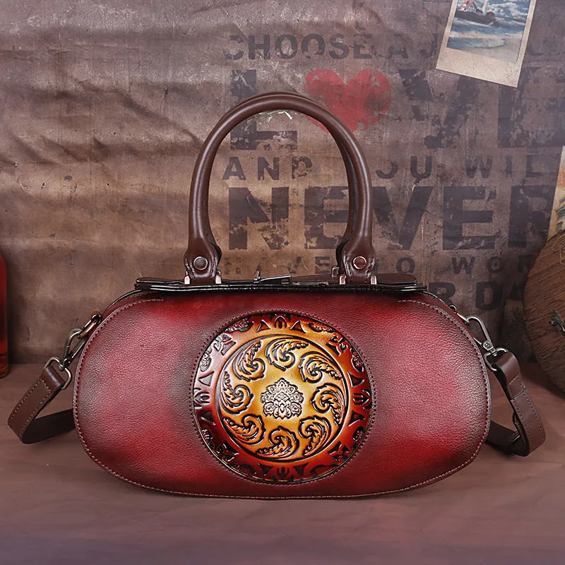 Vintage Vegetable Tanned Leather Tote Handbags B249